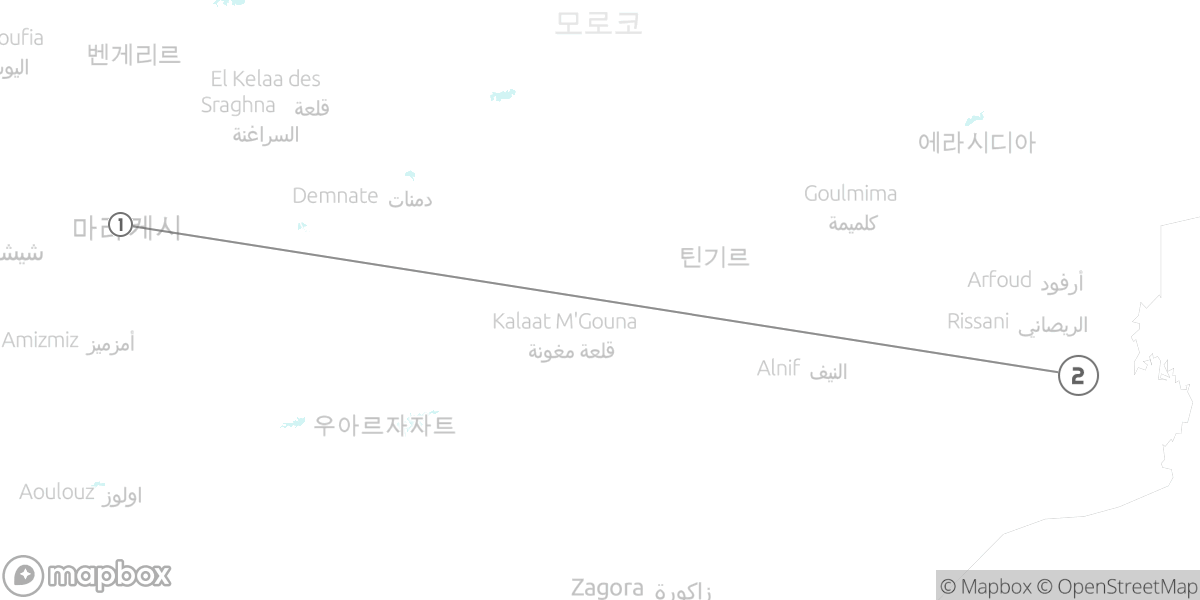 5일 사하라 집중, 마라케시와 사막 루트 지도