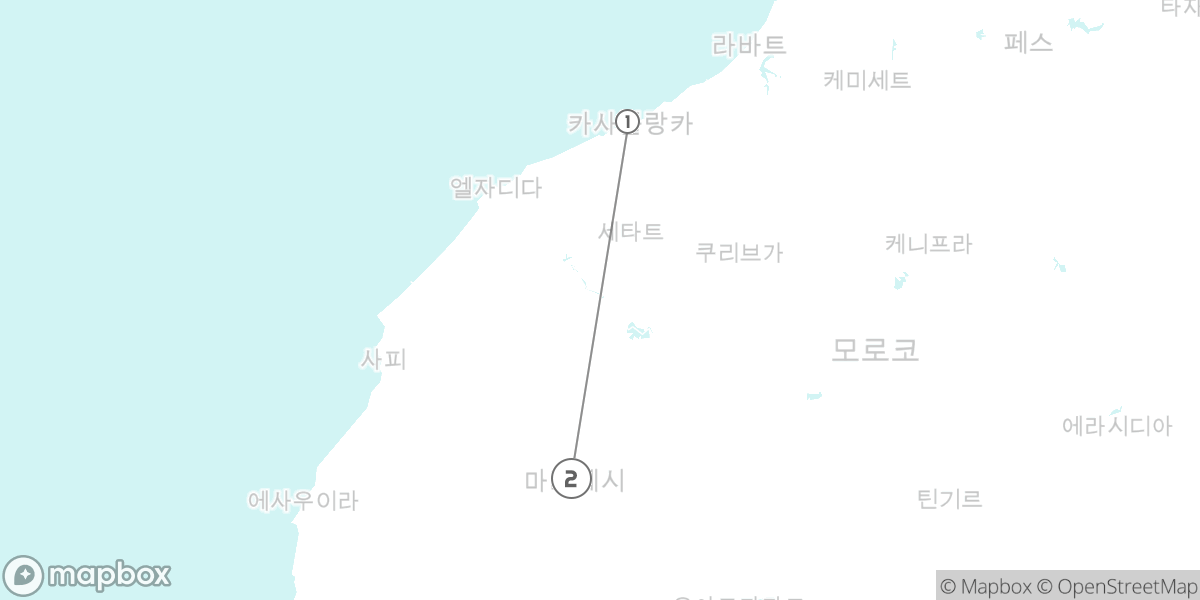 5일 도시 체험, 카사블랑카와 마라케시 루트 지도