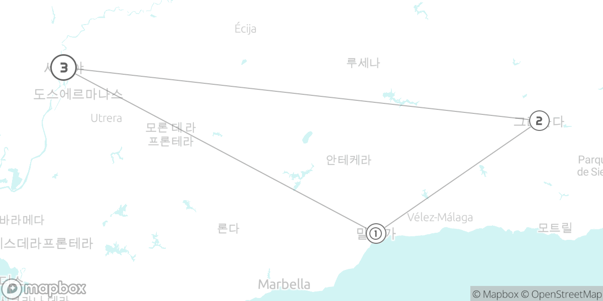 태양의 해변과 이슬람 문화, 말라가 IN/OUT 루트 루트 지도
