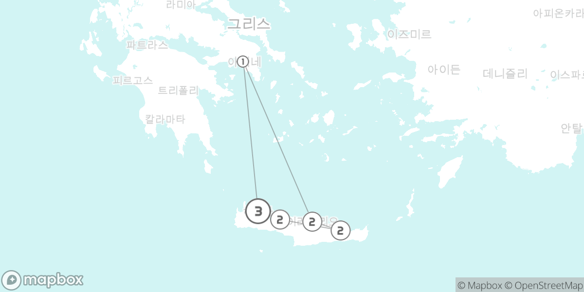 크레타 완전 정복, 동부에서 서부까지 대장정 루트 지도