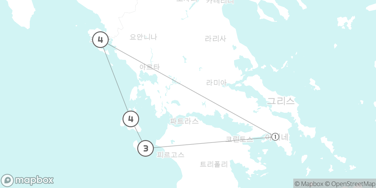 이오니아해 완벽 정복! 코르푸-케팔로니아-자킨토스 대탐험 루트 지도