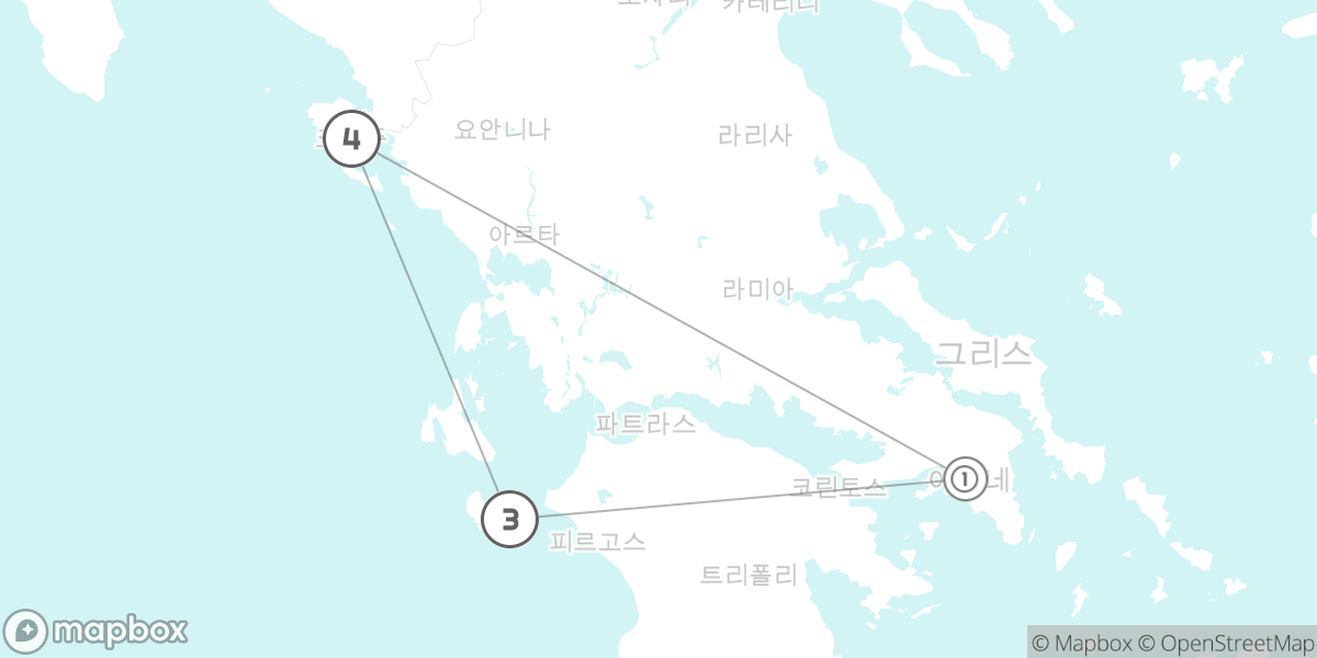이오니아해의 보석, 자킨토스와 코르푸 핵심 일주 루트 지도