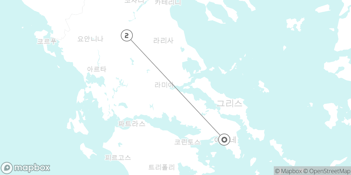 그리스 본토 5일, 유적과 기암절벽 루트 지도