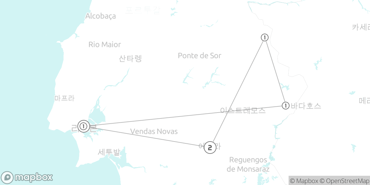 시간의 흔적을 걷다, 알렌테주 중세 요새 도시 기행 루트 지도