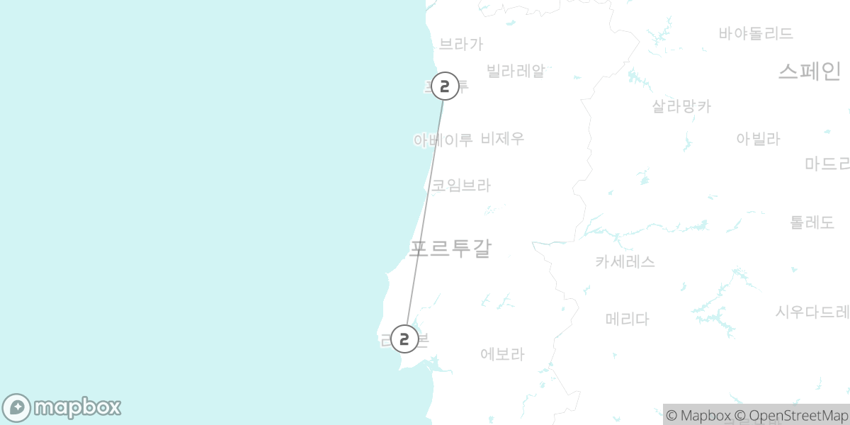 포르투갈 5일 핵심, 리스본 & 포르투 루트 지도