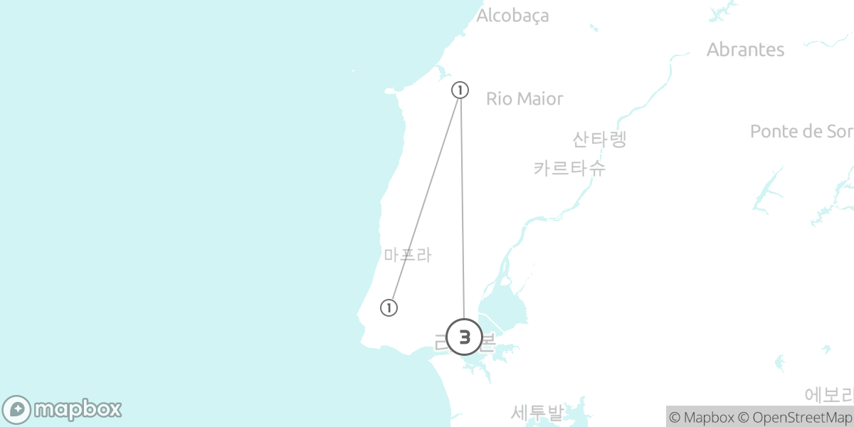 시간이 멈춘 중세로의 여행, 리스본-오비두스-신트라 루트 지도