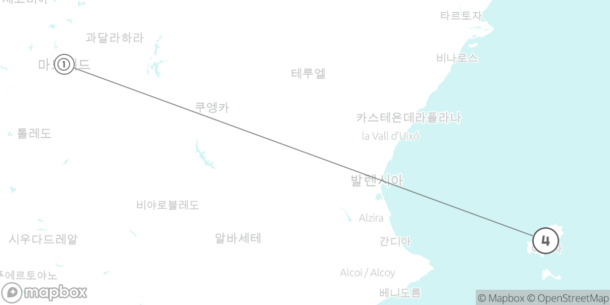 열정의 도시 마드리드와 파티의 섬 이비사 루트 지도