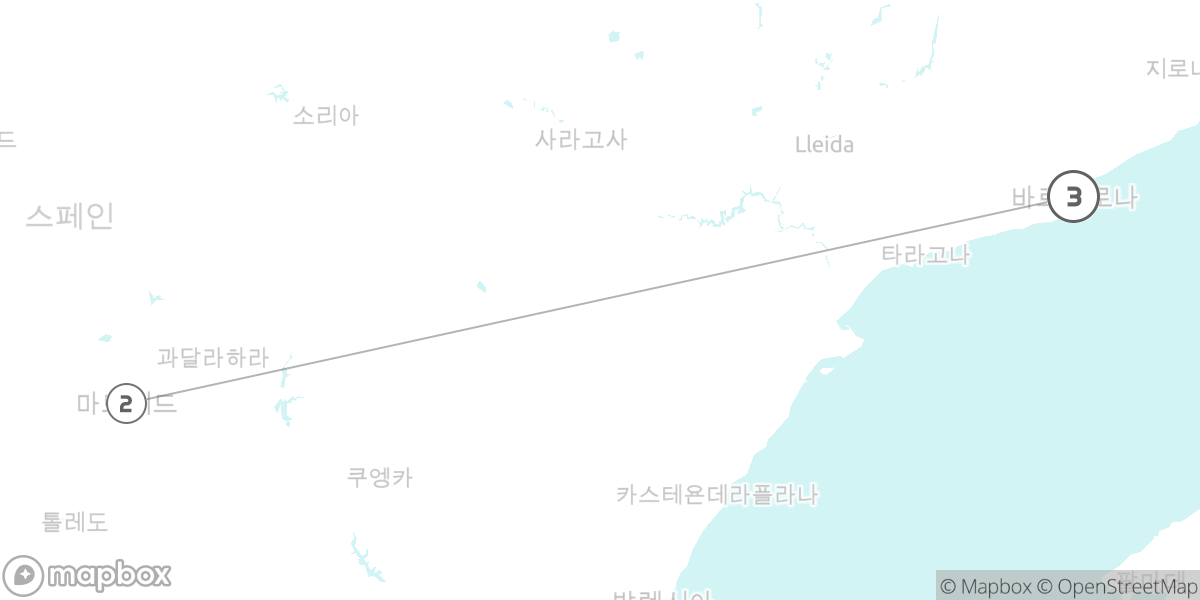 스페인 핵심 두 도시, 마드리드와 바르셀로나 속성 투어 루트 지도