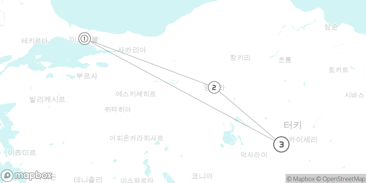 카파도키아와 앙카라, 중앙 아나톨리아 핵심 일주 루트 지도