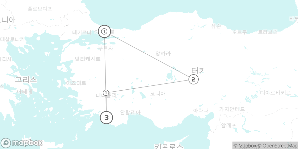 터키 완전 정복: 이스탄불, 카파도키아, 파묵칼레, 페티예 루트 지도