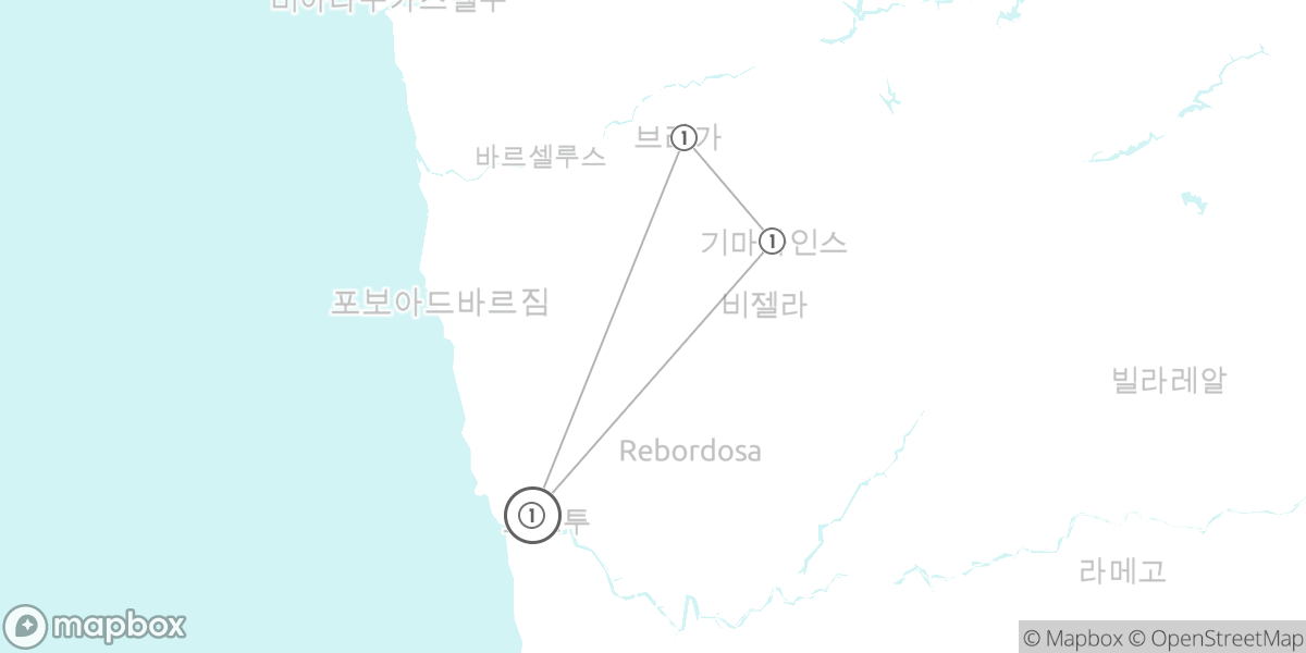 포르투갈의 심장, 포르투와 북부 핵심 도시 7일 루트 지도