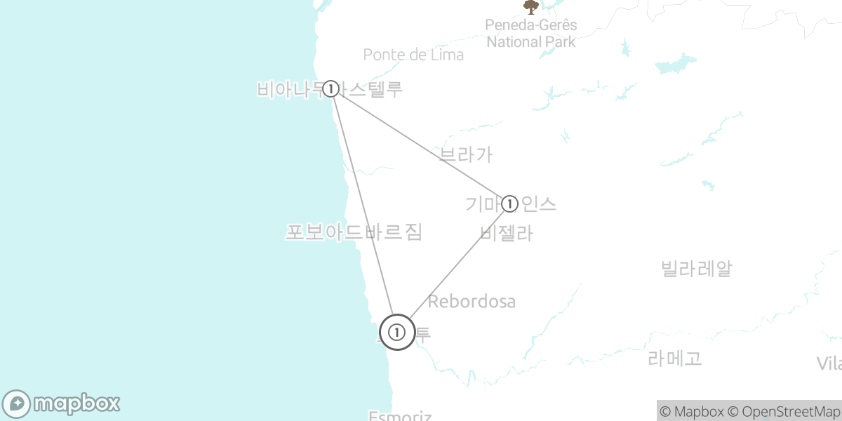 대서양의 바람과 역사의 숨결, 포르투갈 북부 해안 도시 여행 루트 지도