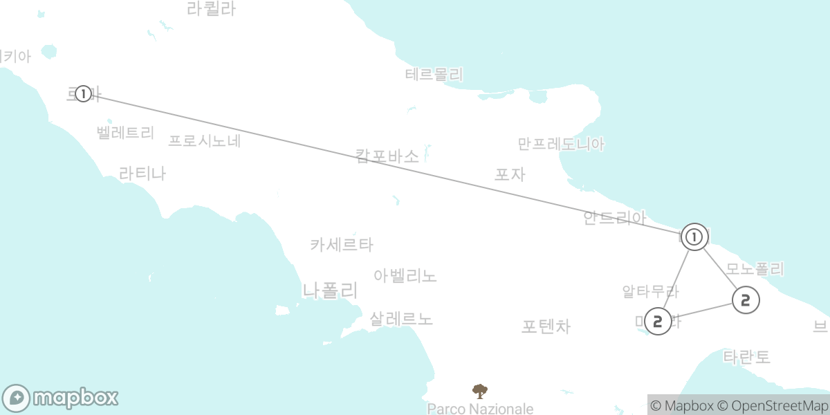 이색 남부 탐험, 풀리아 & 마테라 동굴 도시 루트 지도