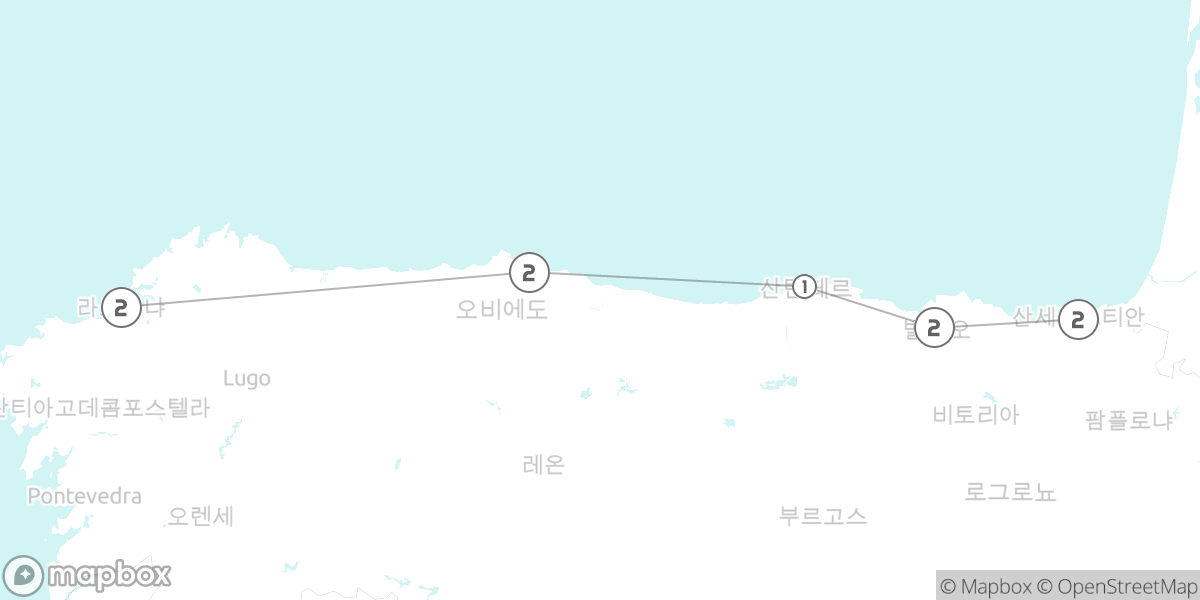 대서양을 따라 달리는 북부 해안 드라이브 루트 지도