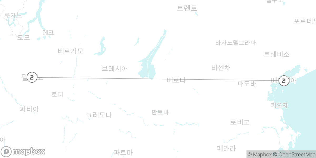 북부의 낭만: 패션의 밀라노와 물의 도시 베니스 루트 지도