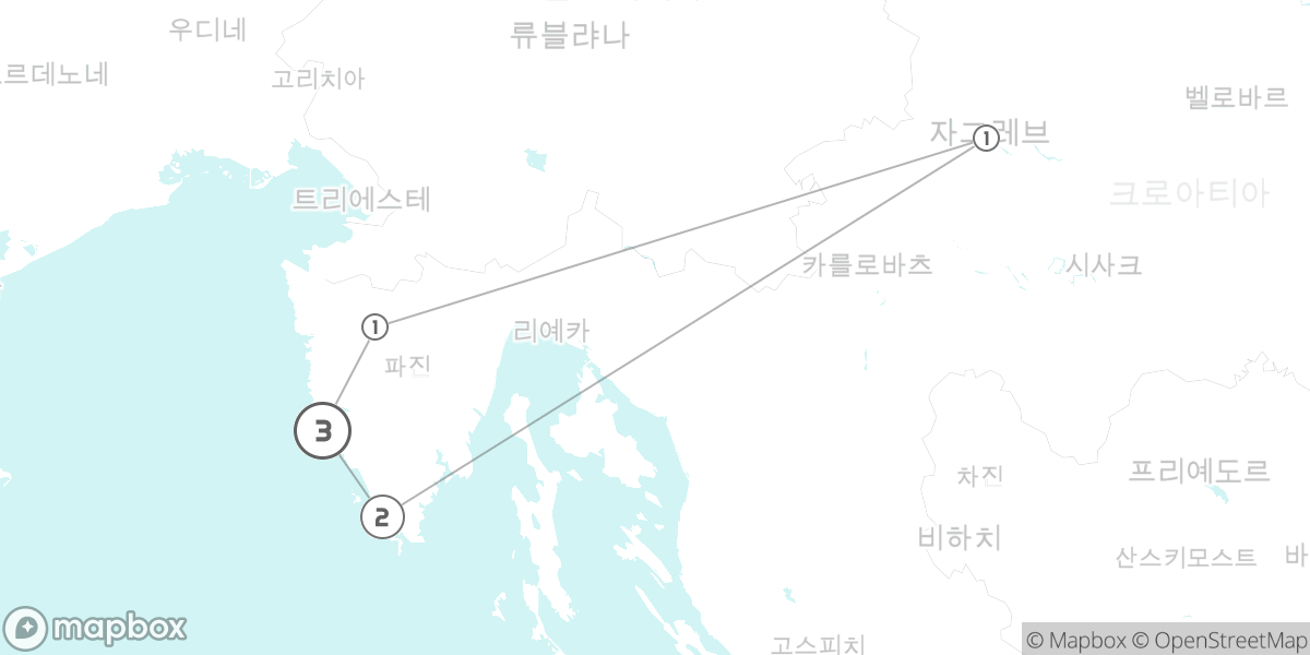 이스트리아 반도 완전 정복 8일 루트 지도