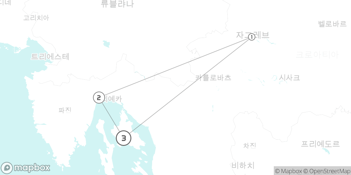 크바르네르만 힐링 여행: 오파티아와 크르크 섬 7일 루트 지도