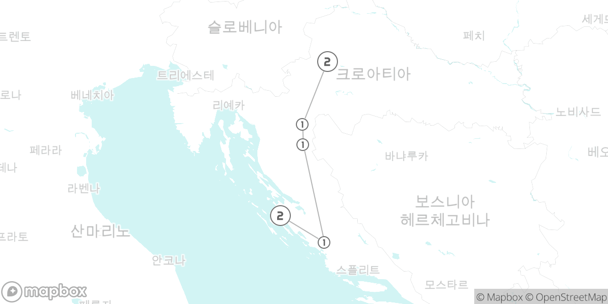 크로아티아 2대 국립공원 마스터 (라스토케 포함) 루트 지도