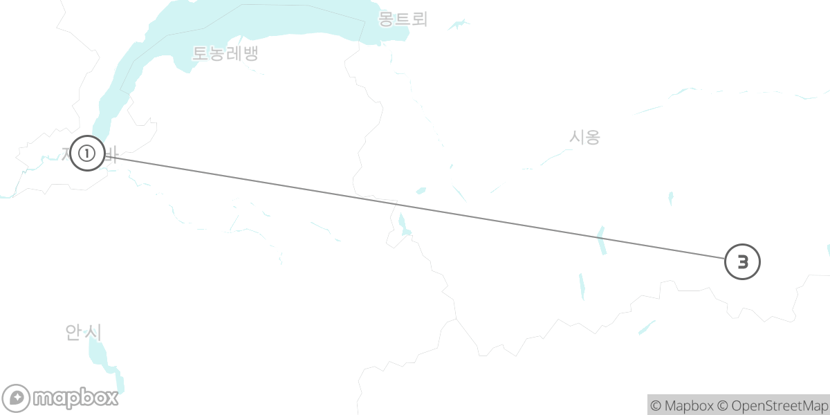 도시와 알프스의 조화: 제네바 & 체르마트 루트 지도