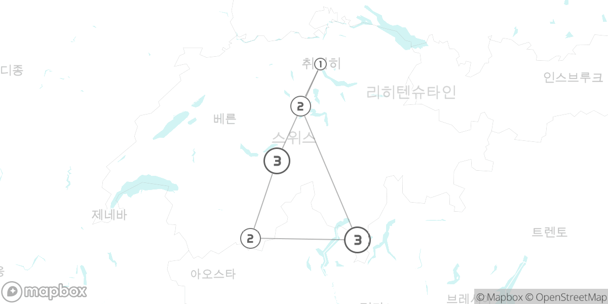알프스에서 지중해까지, 스위스 대자연 파노라마 루트 루트 지도