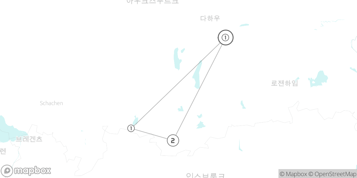 알프스의 품격: 뮌헨, 추크슈피체, 퓌센 낭만 여행 루트 지도