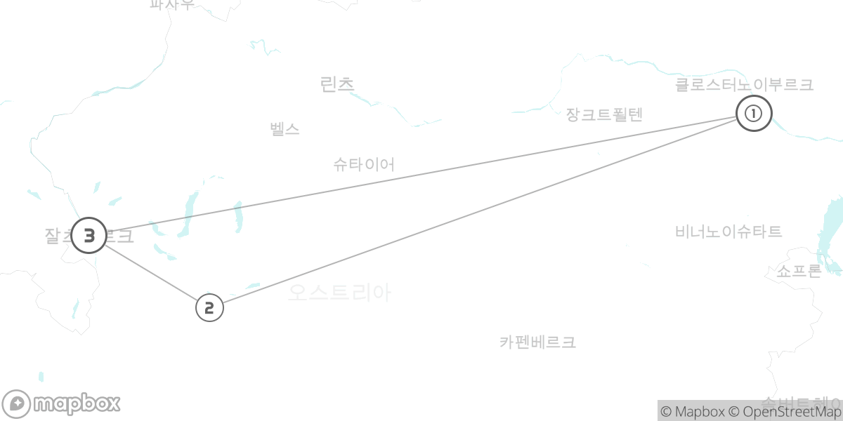 비엔나와 잘츠캄머구트, 클래식 오스트리아의 정수 루트 지도