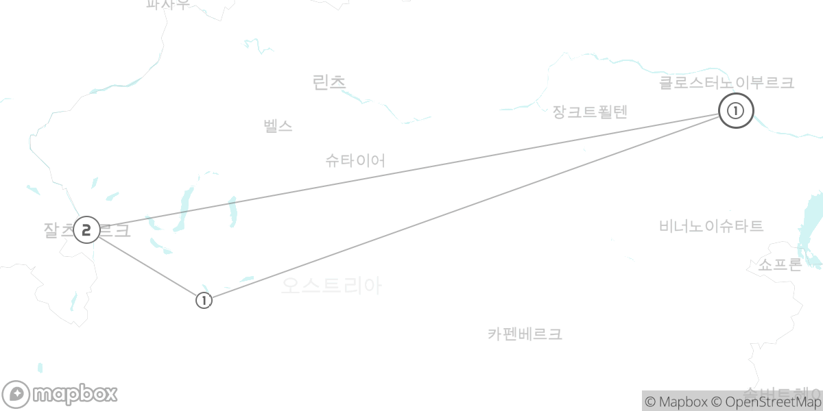 오스트리아 핵심 정복! 비엔나, 잘츠부르크, 할슈타트 클래식 루트 루트 지도