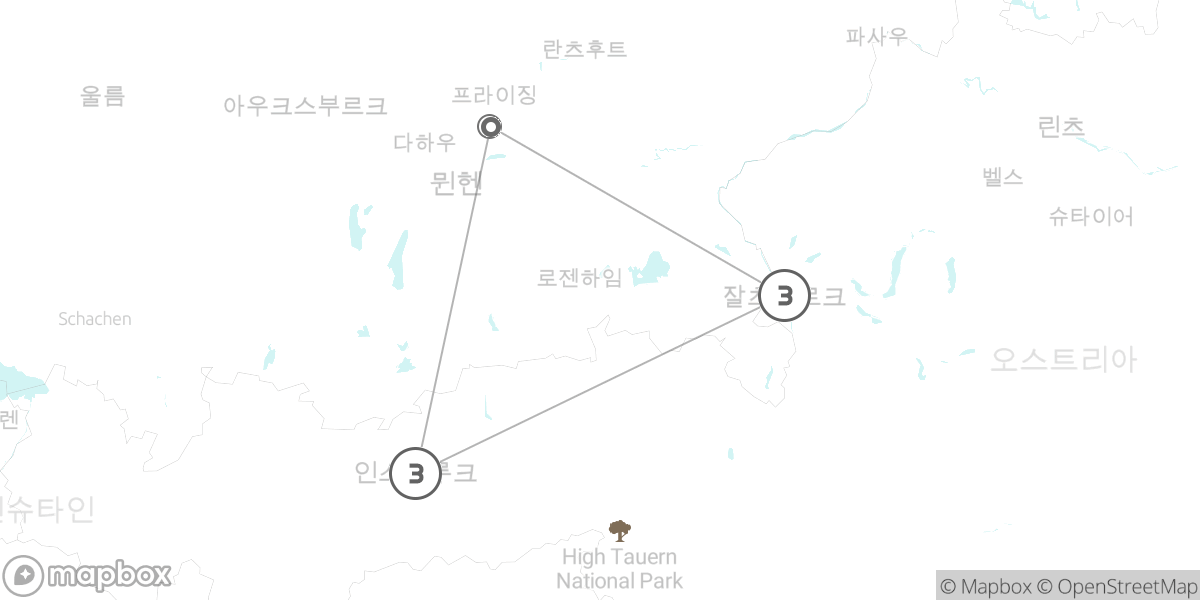 티롤 알프스 입문자를 위한 핵심 코스 루트 지도