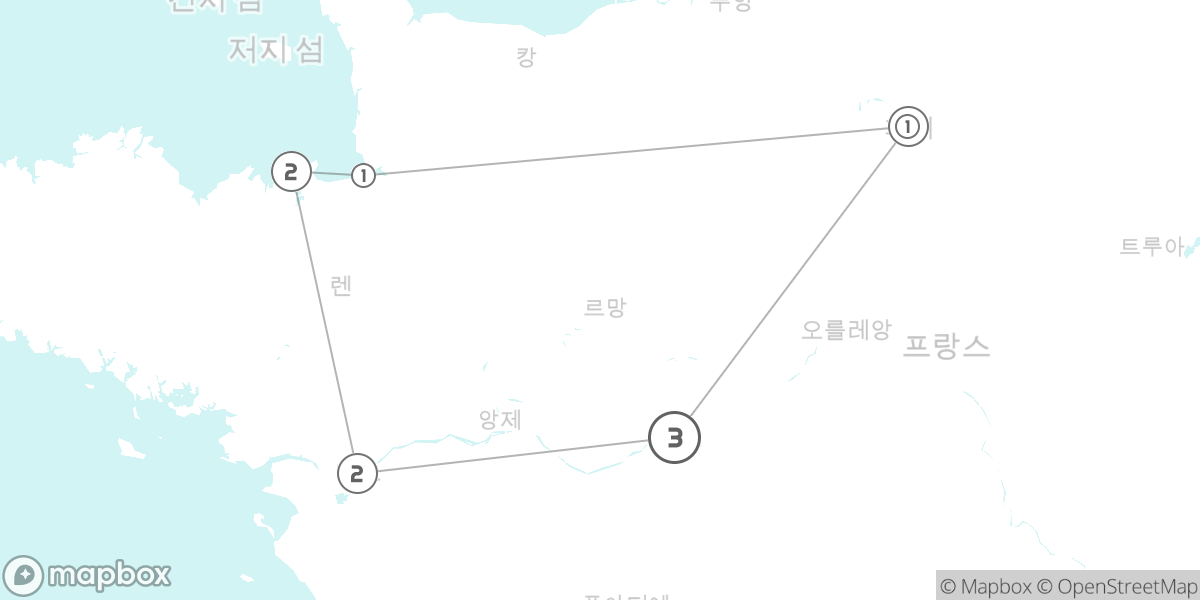 프랑스 서부 대탐험: 루아르에서 브르타뉴까지 루트 지도
