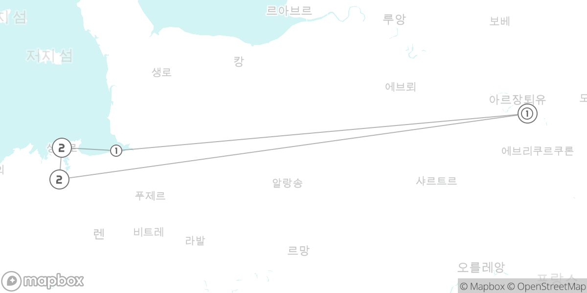 브르타뉴 해안의 보석: 몽생미셸 & 해적 도시 루트 지도