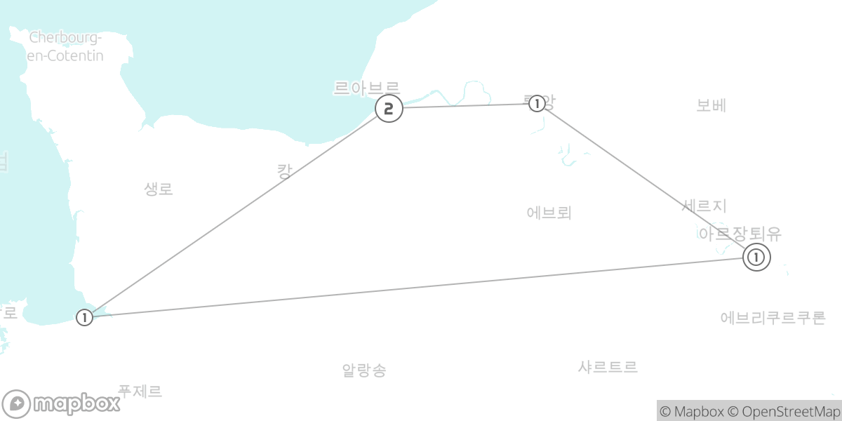 노르망디 핵심 일주: 인상파의 흔적부터 신비로운 수도원까지 루트 지도