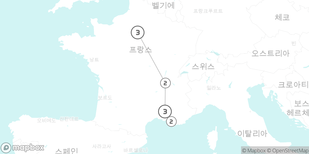 파리부터 지중해까지, 프랑스 종단 미식 여행 루트 지도