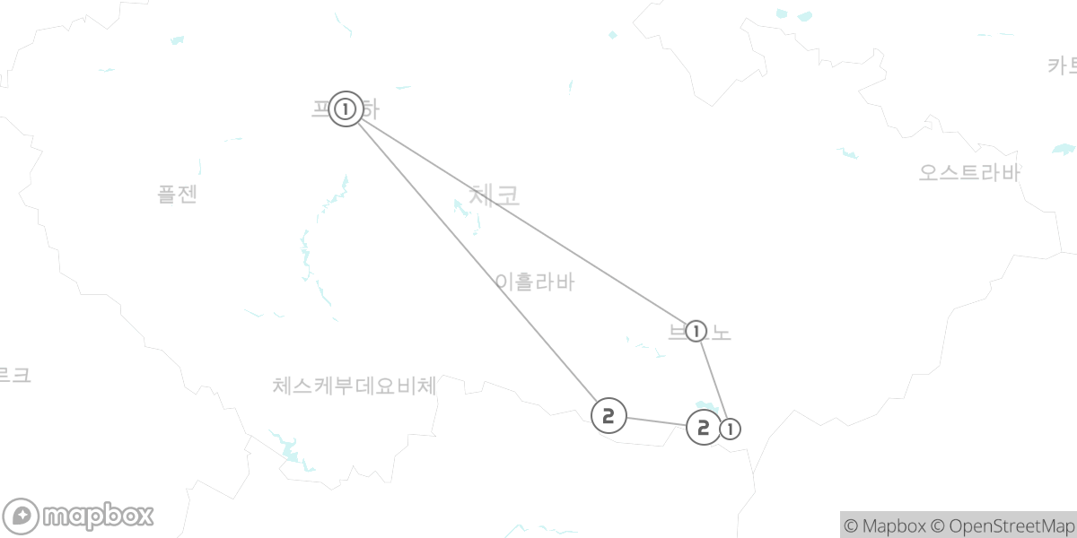 로맨틱 남부 모라비아, 와인과 사랑에 빠지다 루트 지도