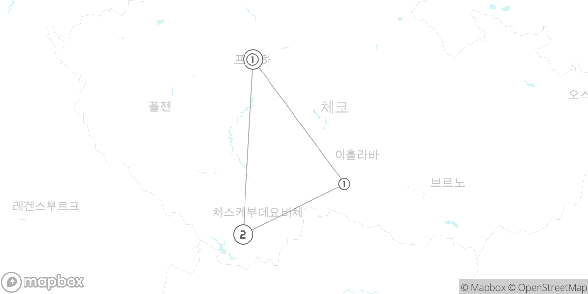 르네상스의 보석, 텔츠와 체스키 크룸로프 동화 로드 루트 지도