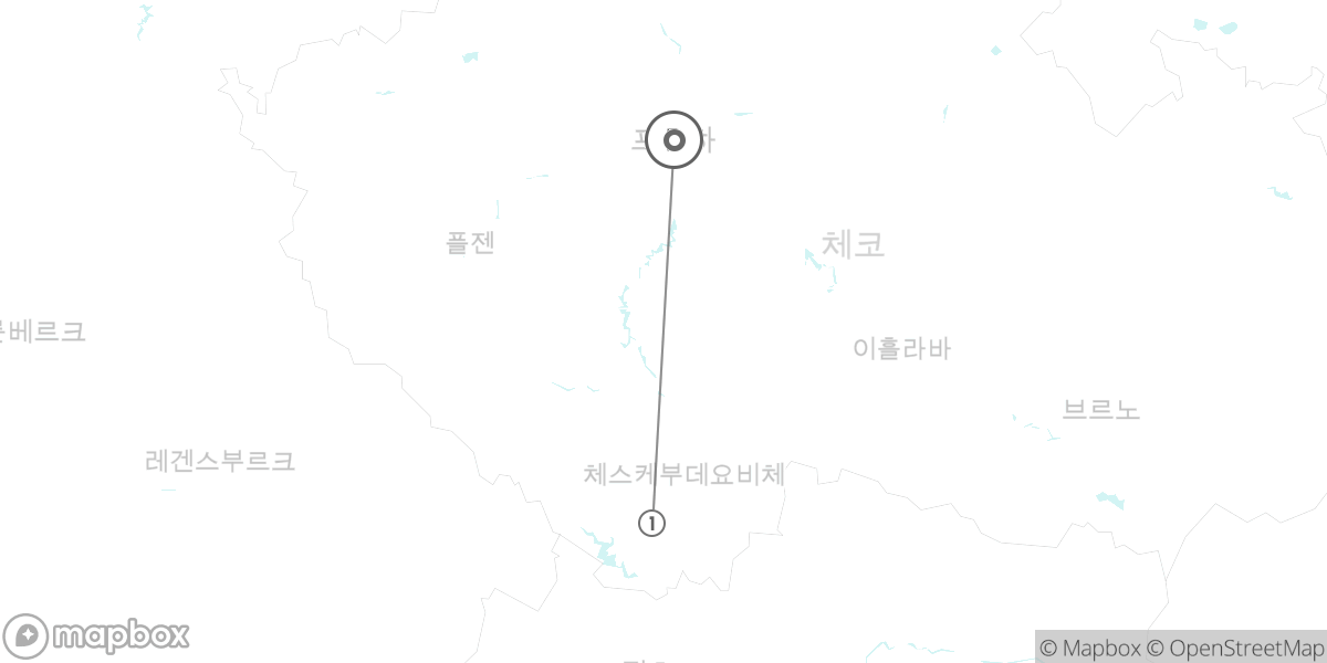 프라하 & 체스키 크룸로프 5일 : 핵심 2도시 루트 지도