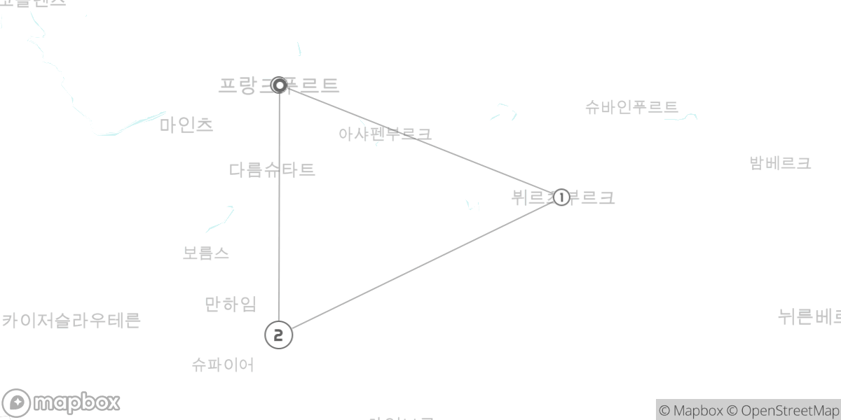 중세 대학 도시와 로맨틱 가도 입문 루트 지도