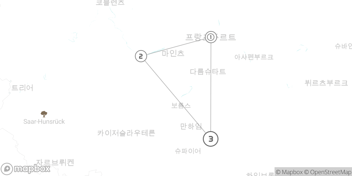 라인강의 낭만과 고성의 조화 루트 지도