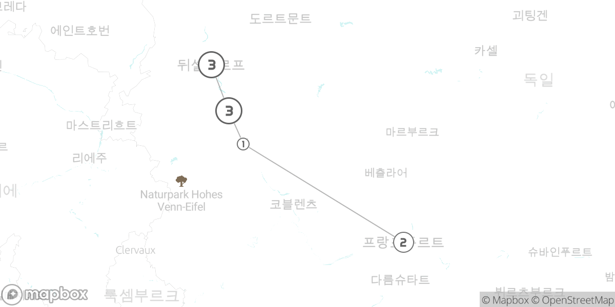 아트 & 컬처 로드: 뒤셀도르프-쾰른-본 핵심 탐방 루트 지도
