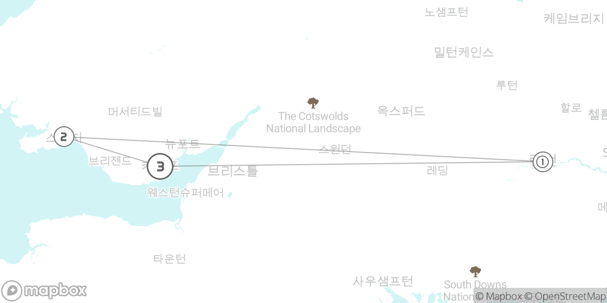웨일스의 심장, 카디프와 남부 해안 여행 루트 지도
