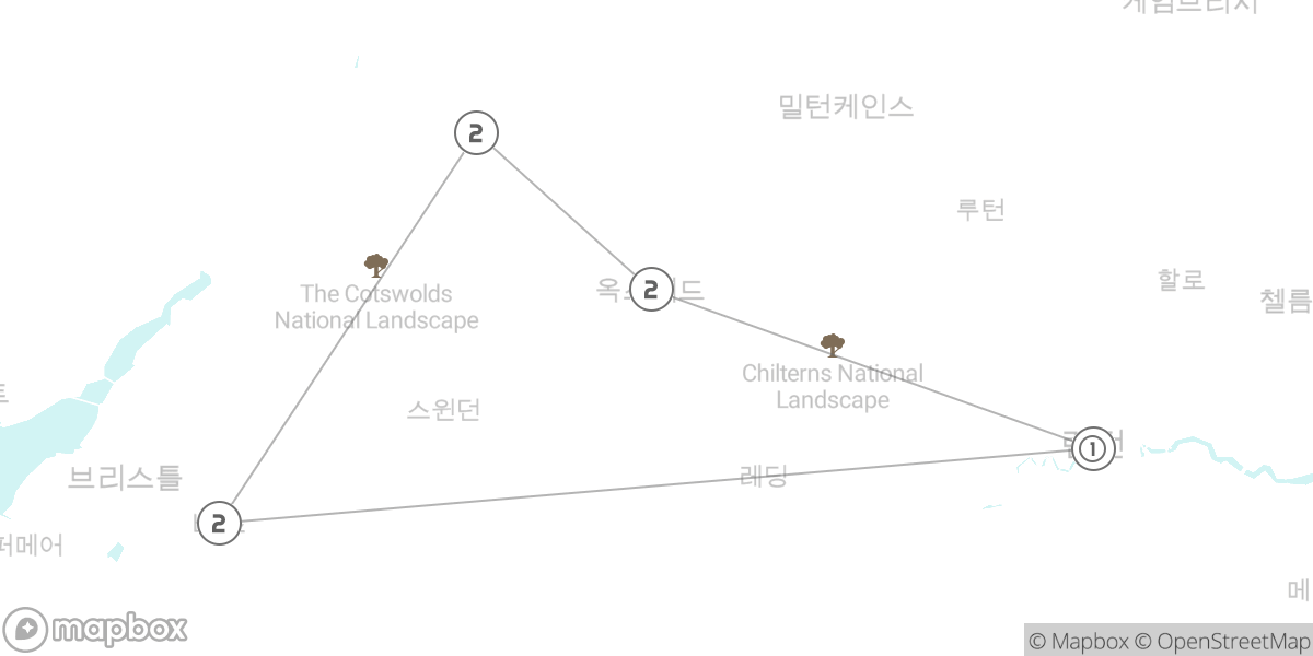 영국 전원의 로망: 코츠월드와 바스 힐링 여행 루트 지도