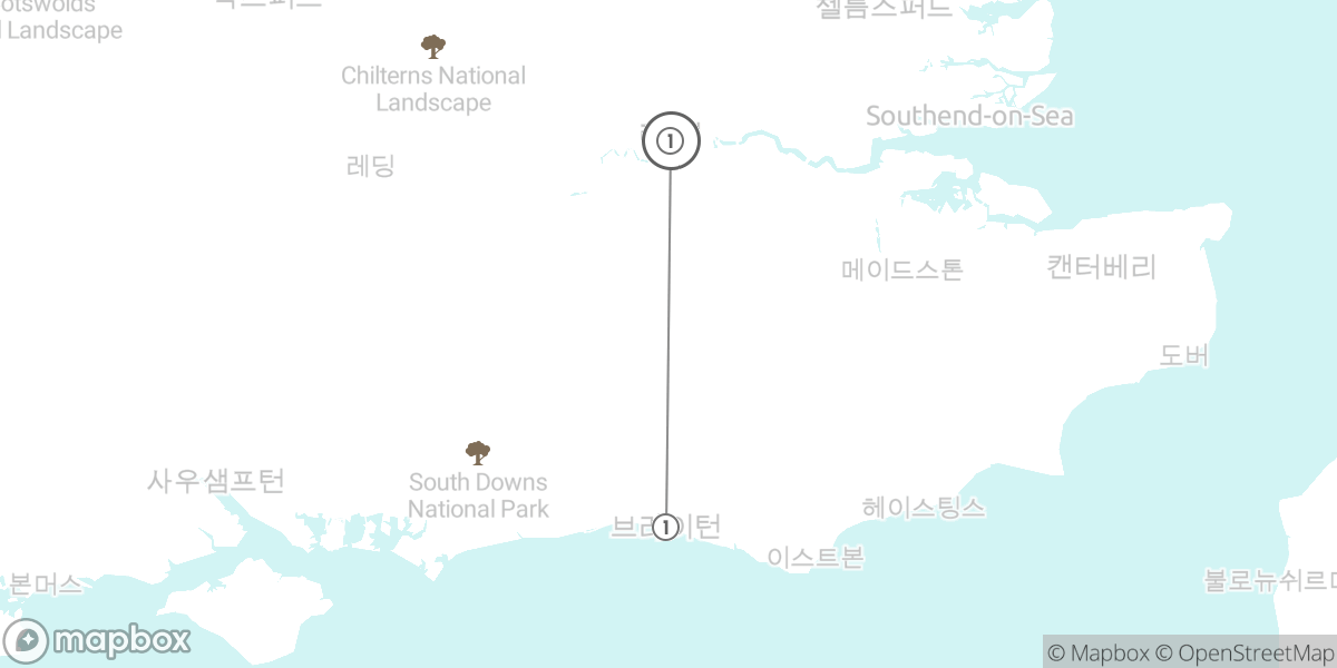 런던과 바다: 브라이튼 힐링 루트 지도