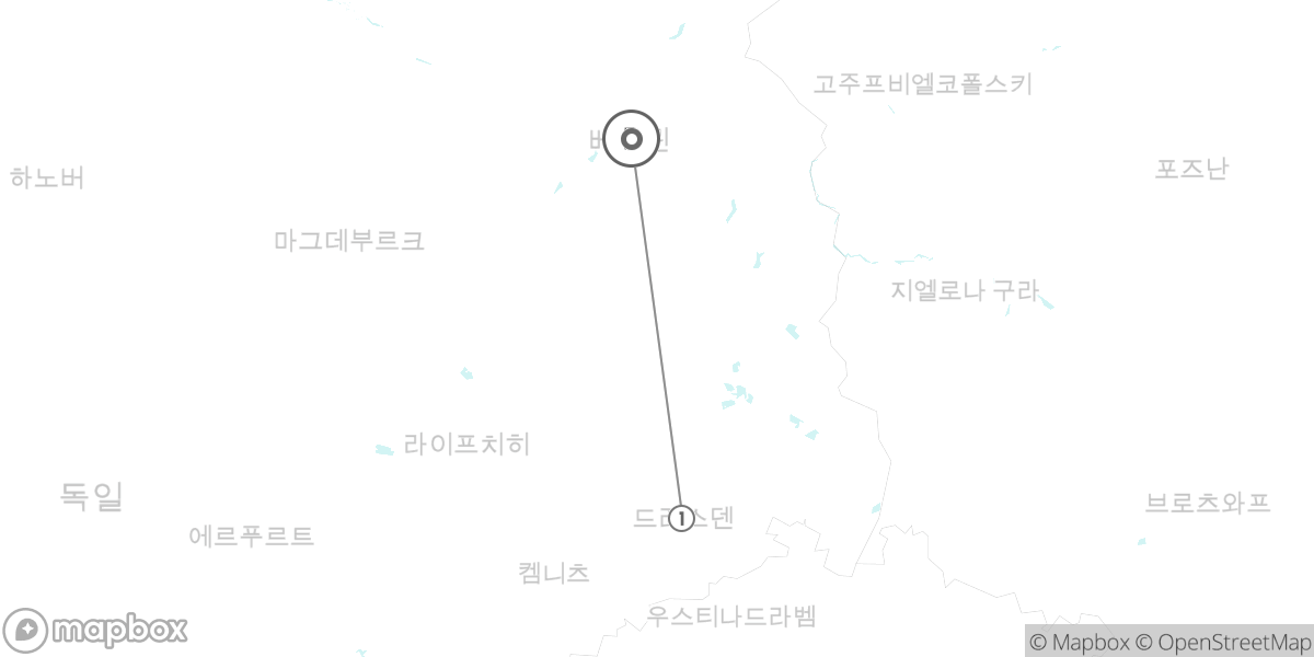 독일의 수도와 작센의 보석, 동부 핵심 루트 지도