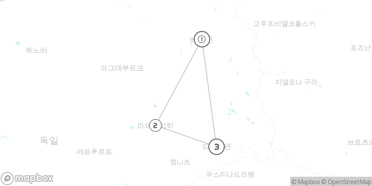 작센의 보석: 예술, 문화 그리고 자연을 따라서 루트 지도
