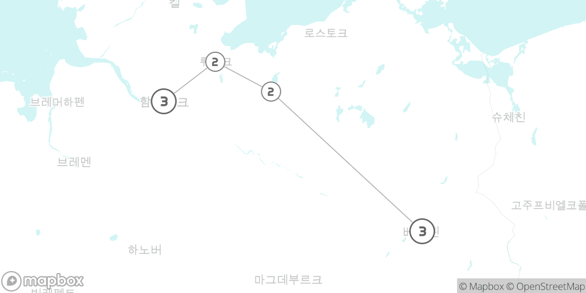 수도에서 항구까지, 동화 속 호수 성과 한자 도시 여행 루트 지도