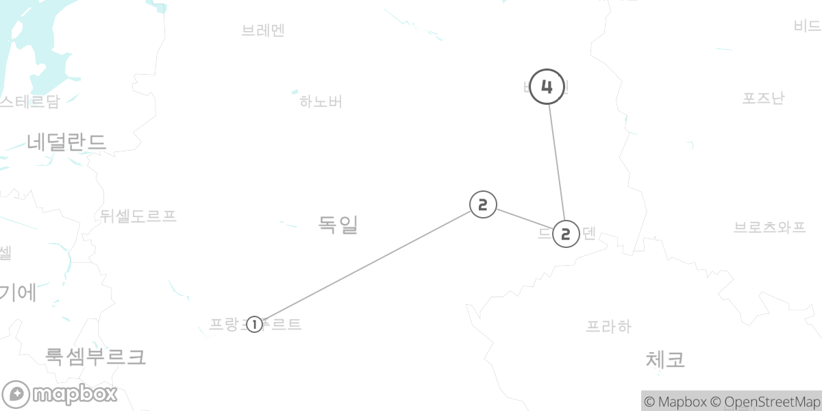 동독 3대 도시 핵심 일주 (베를린, 드레스덴, 라이프치히) 루트 지도