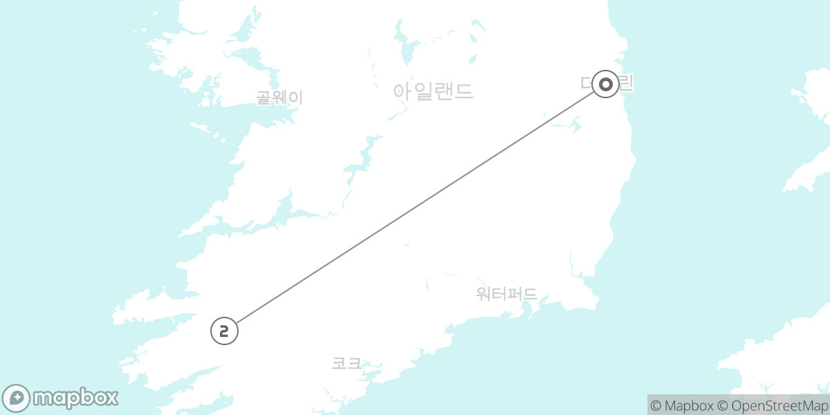 5일 자연, 더블린과 킬라니 (링 오브 케리) 루트 지도