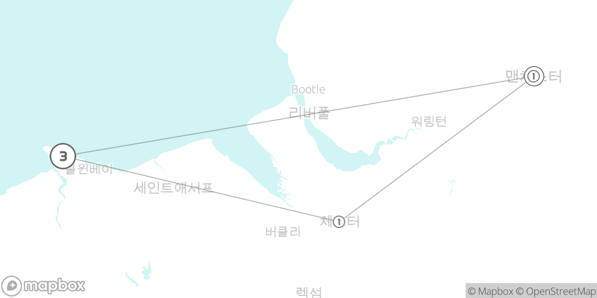 중세의 성과 스노우도니아, 북부 웨일스 대자연 탐험 루트 지도