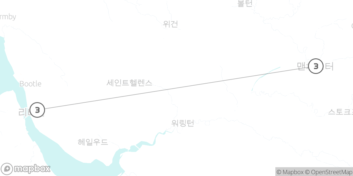 축구 팬을 위한 성지 순례, 맨체스터 & 리버풀 루트 지도