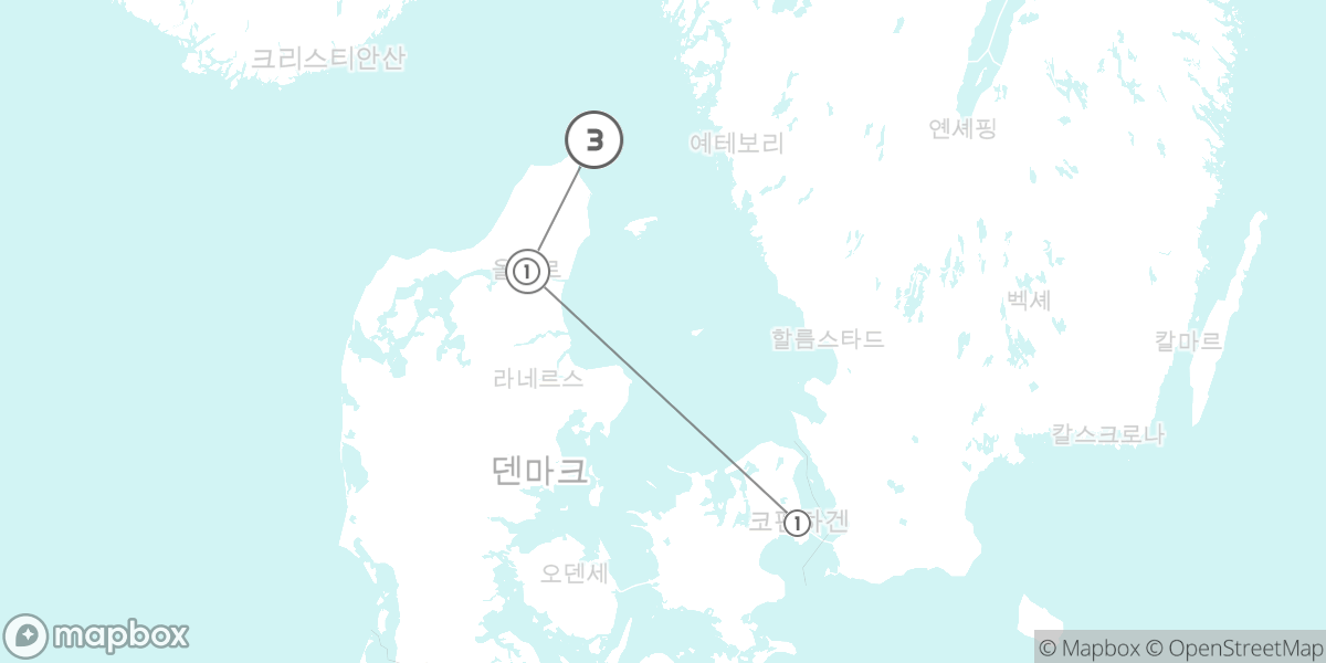 윌란 최북단의 빛과 바람: 스카겐 예술과 자연 루트 지도
