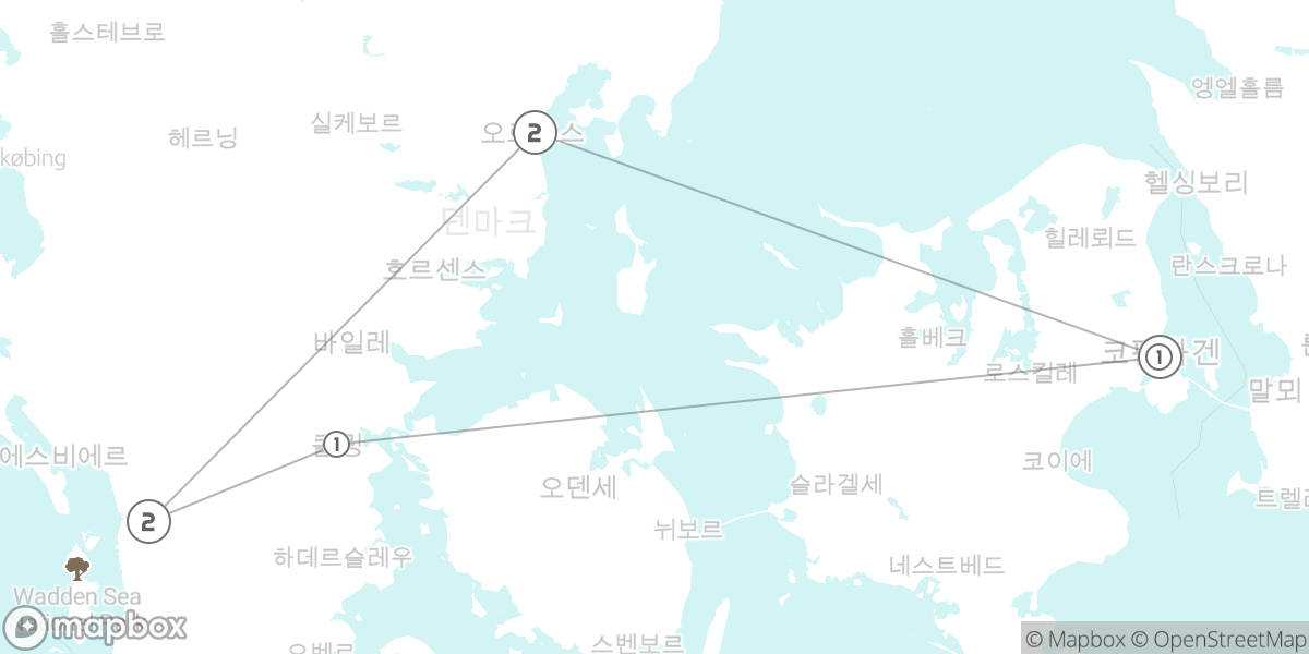 바이킹의 숨결을 따라서: 덴마크 역사 기행 루트 지도